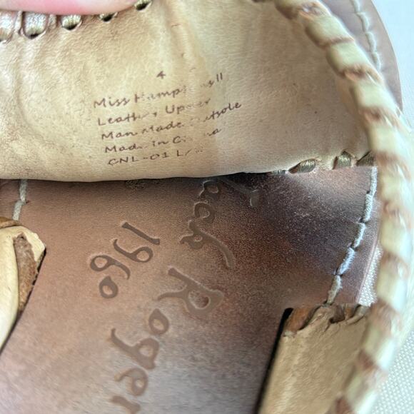 Jack Rogers Jacks Miss Hamptons Sandals 6 Black Gold Leather Flats Flip Flops - Picture 3 of 5